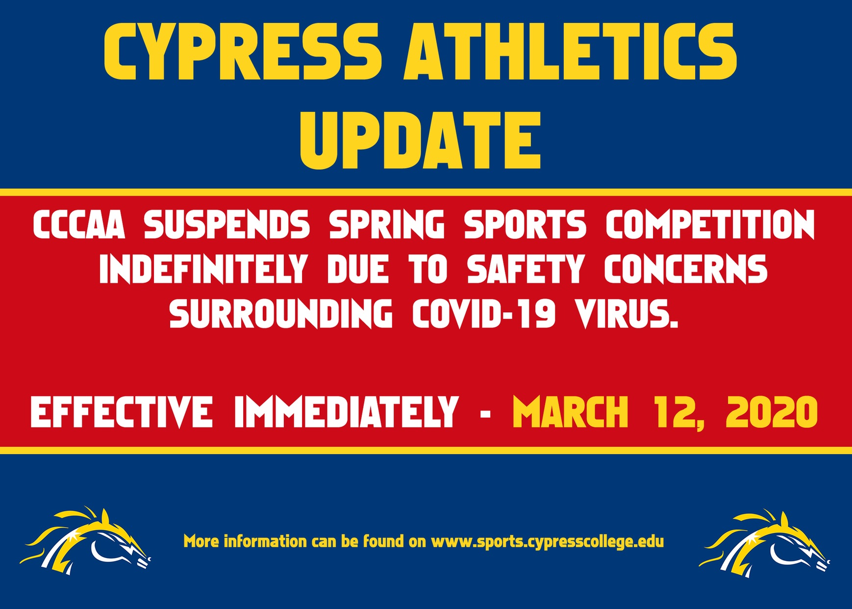 CCCAA Postpones Spring Sports Competition